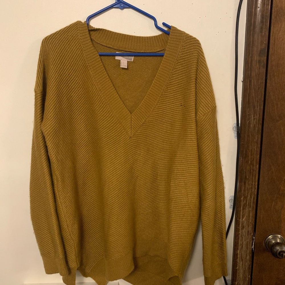 yellow deep v sweater